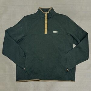 LL Bean Sweater Fleece Pullover Quarter Snap Forest Green Medium Gorpcore Preppy